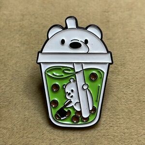 Bear Boba Tea Lapel Pin
